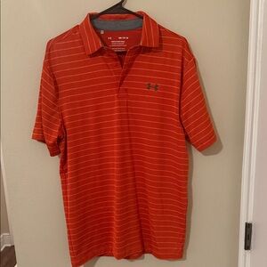 Under Armour Men's Striped Orange Polo